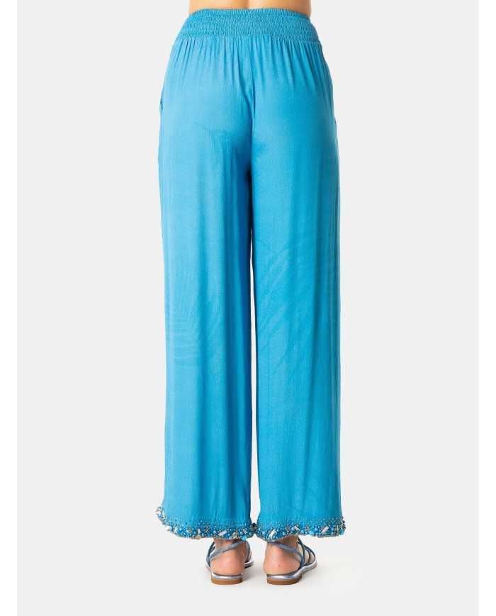 MIRIAM STELLA Pantalone palazzo con ricamo