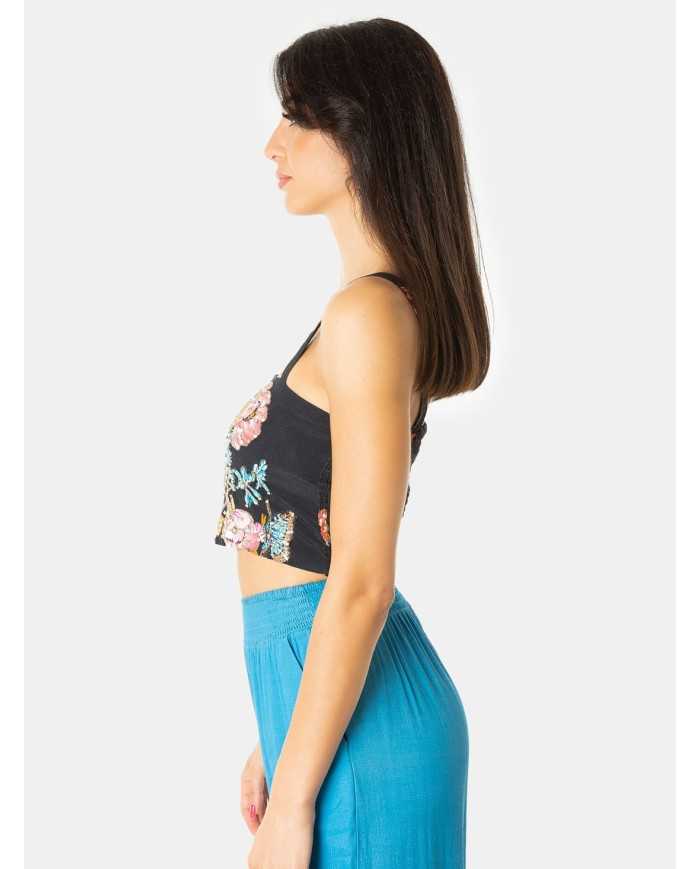 MIRIAM STELLA Top corto ricamato