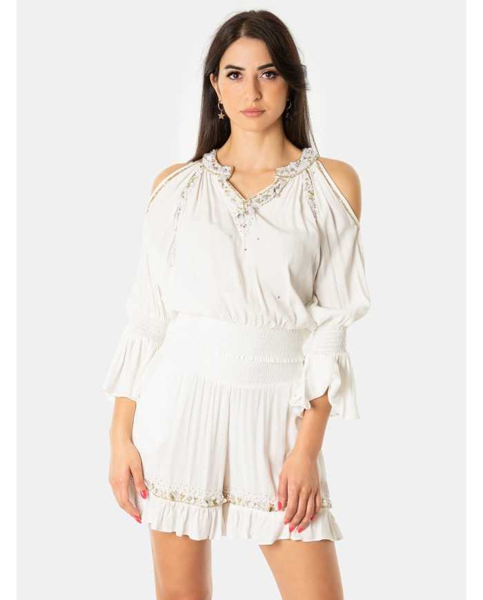 MIRIAM STELLA Top tessel ricamato