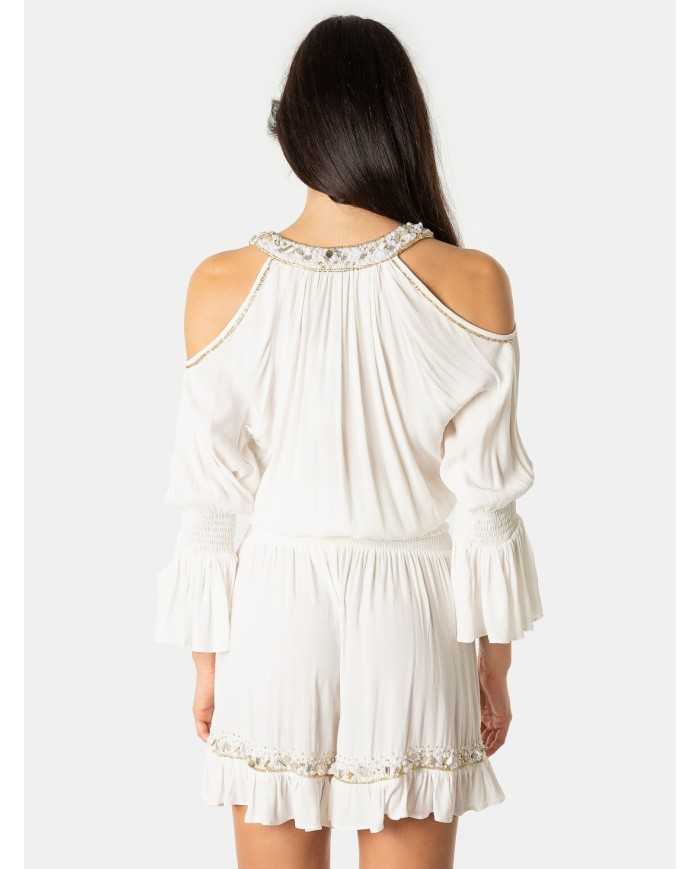 MIRIAM STELLA Top tessel ricamato