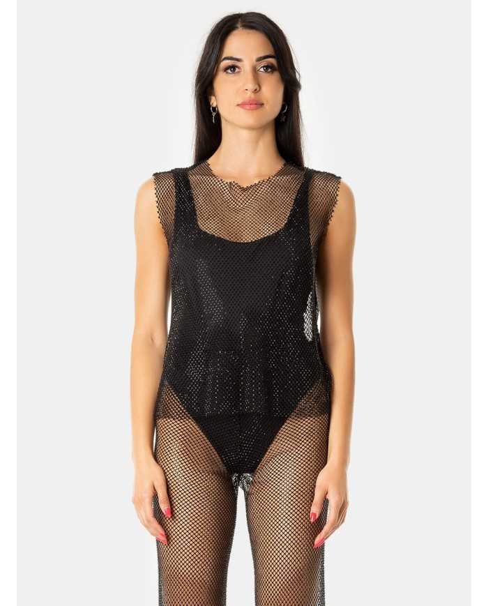 FEDERICA TOSI Top rete con strass