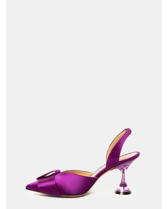 FRANCESCO SACCO Sandalo slingback in raso con fiocco