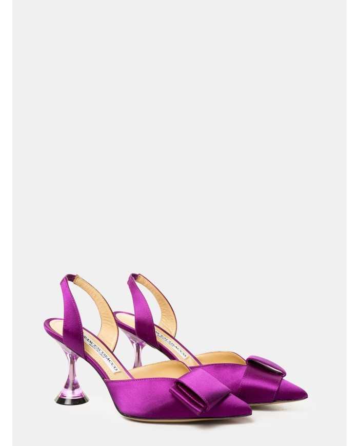 FRANCESCO SACCO Sandalo slingback in raso con fiocco