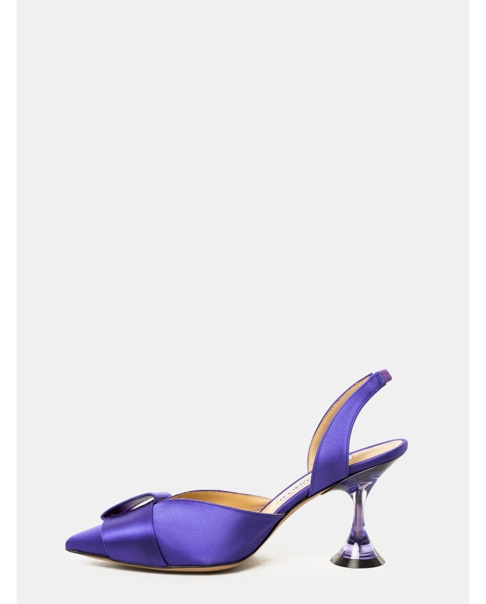 FRANCESCO SACCO Sandalo slingaback in raso con fiocco