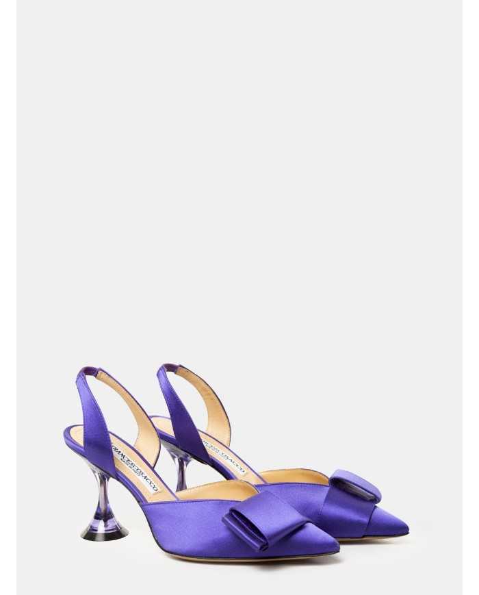 FRANCESCO SACCO Sandalo slingaback in raso con fiocco