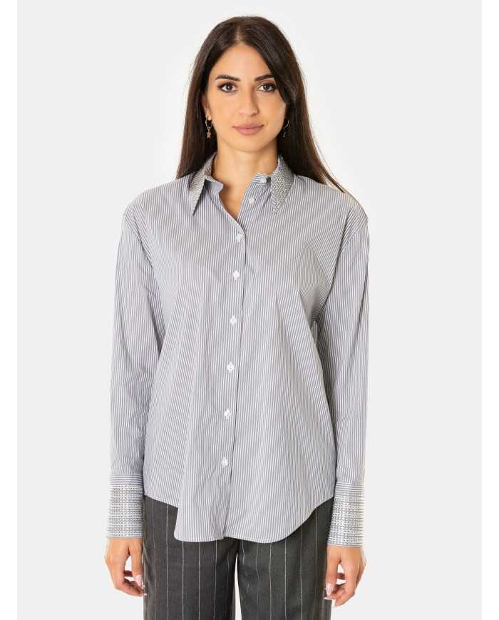 JIJIL Camicia rigata con strass