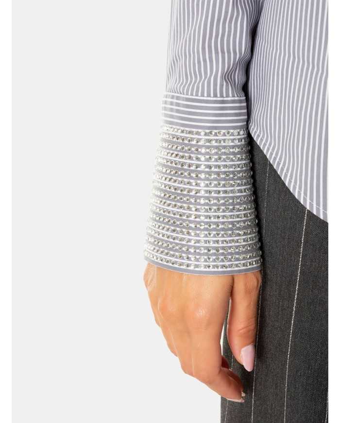 JIJIL Camicia rigata con strass