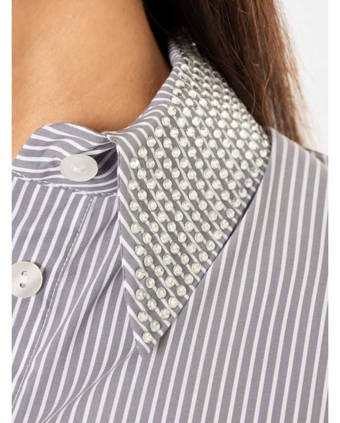 JIJIL Camicia rigata con strass