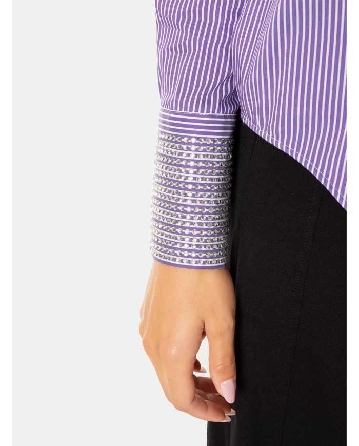 JIJIL Camicia rigata con strass