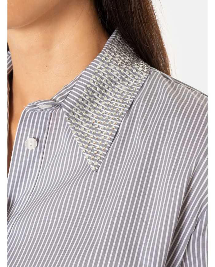 JIJIL Camicia corta rigata