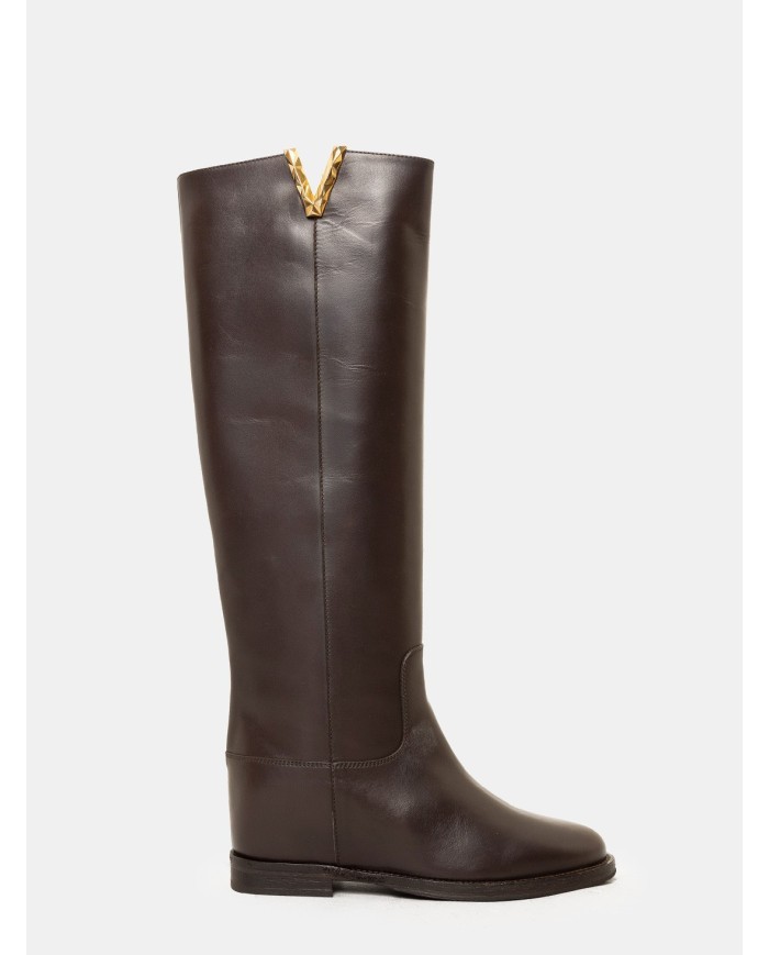 Via Roma 15 Stivale in pelle con V