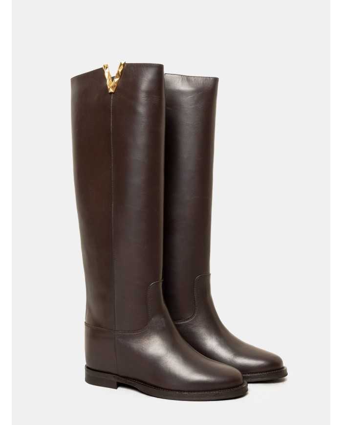 Via Roma 15 Stivale in pelle con V