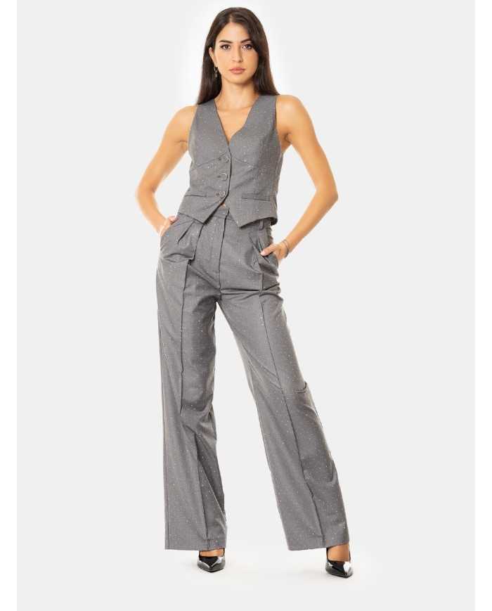 SIMONA CORSELLINI Pantalone ampio con strass