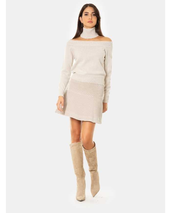 D.EXTERIOR Maglia scollo barca con collo removibile