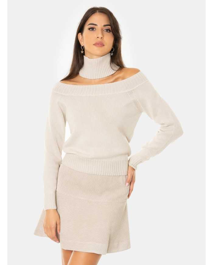 D.EXTERIOR Maglia scollo barca con collo removibile