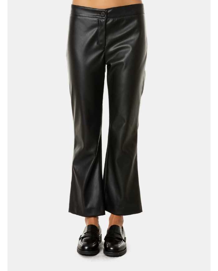 ROSSO Pantalone a trombetta in ecopelle