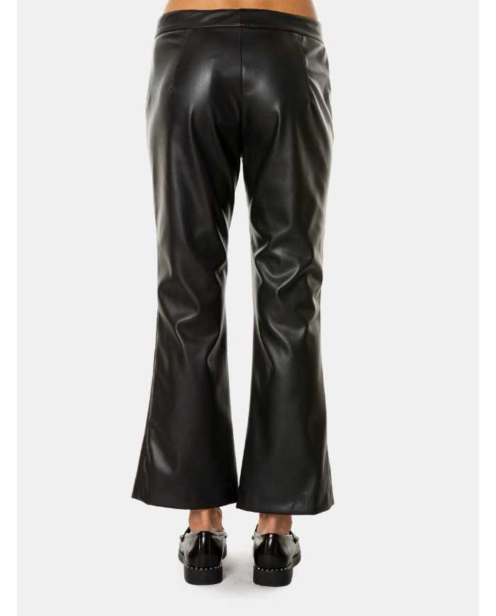 ROSSO Pantalone a trombetta in ecopelle