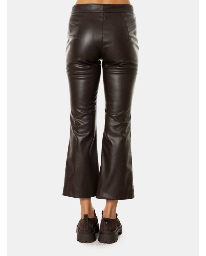 ROSSO Pantalone a trombetta in ecopelle