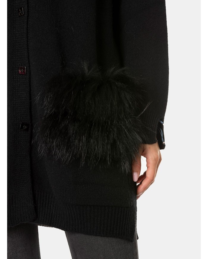 VANISE' Cardigan con pelliccia