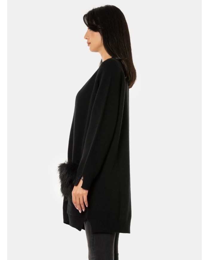 VANISE' Cardigan con pelliccia