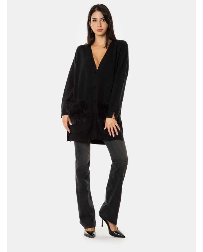 VANISE' Cardigan con pelliccia