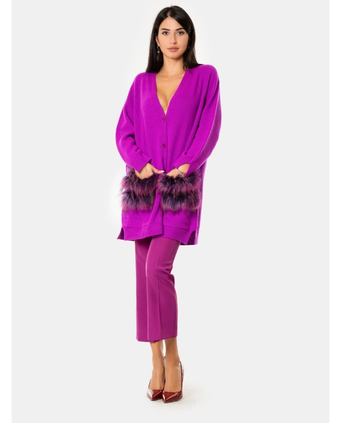 VANISE' Cardigan con pelliccia