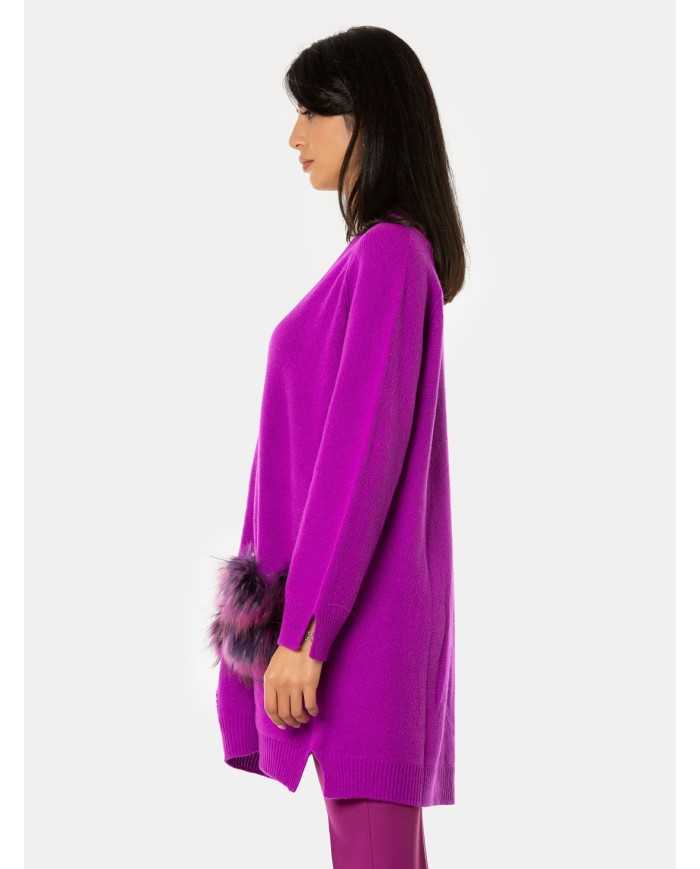 VANISE' Cardigan con pelliccia