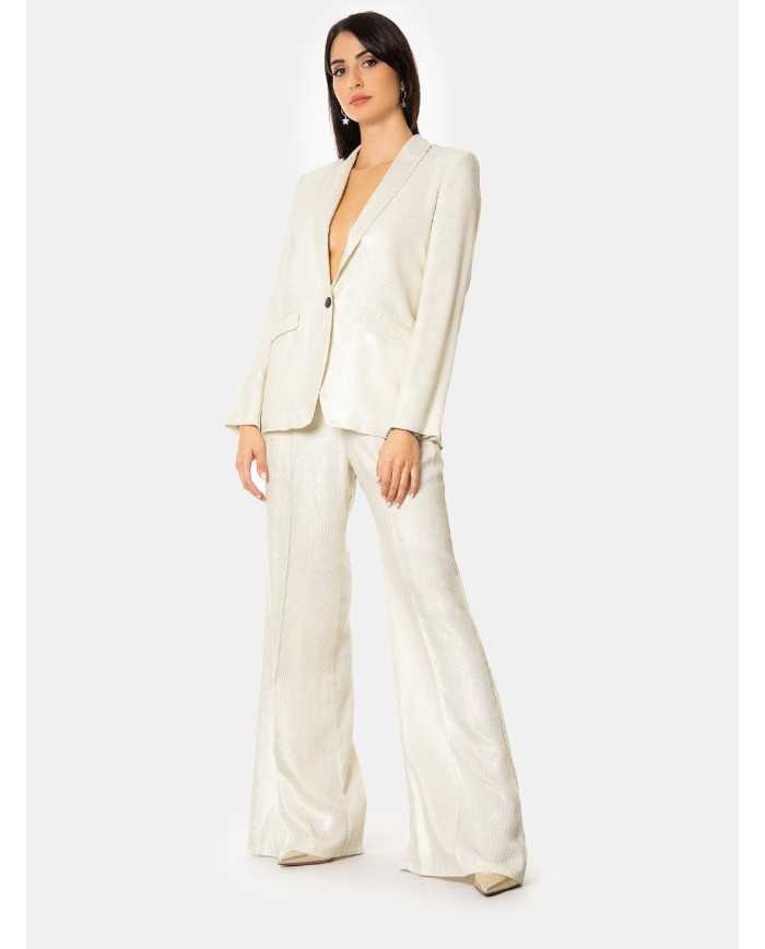 forte_forte Pantalone flared velluto laminato