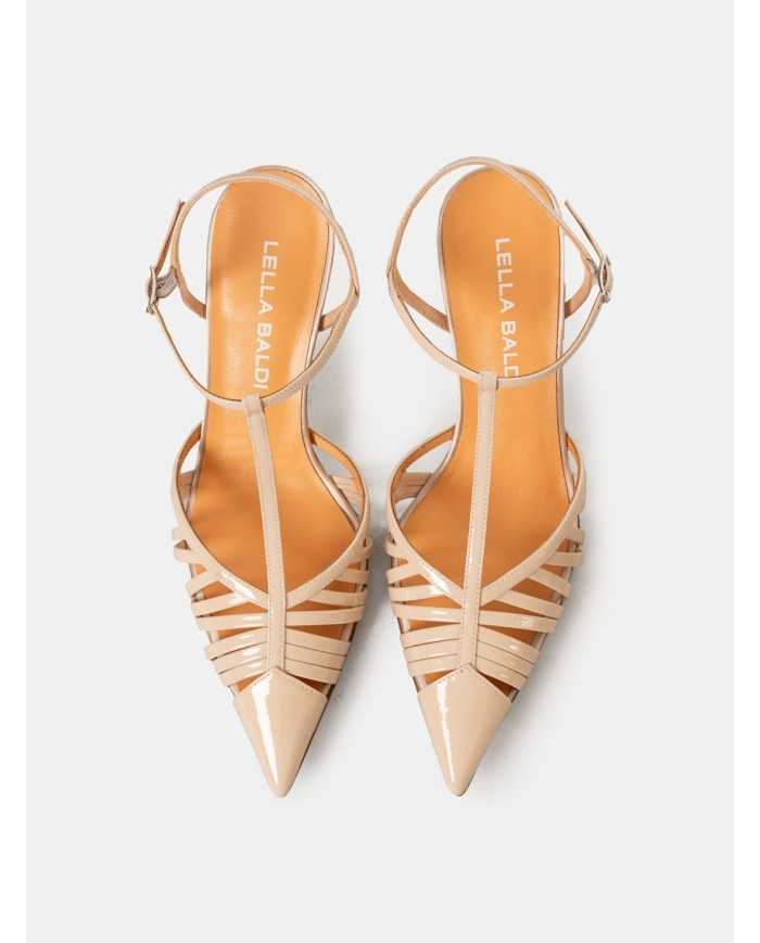 LELLA BALDI Sandalo slingback in vernice