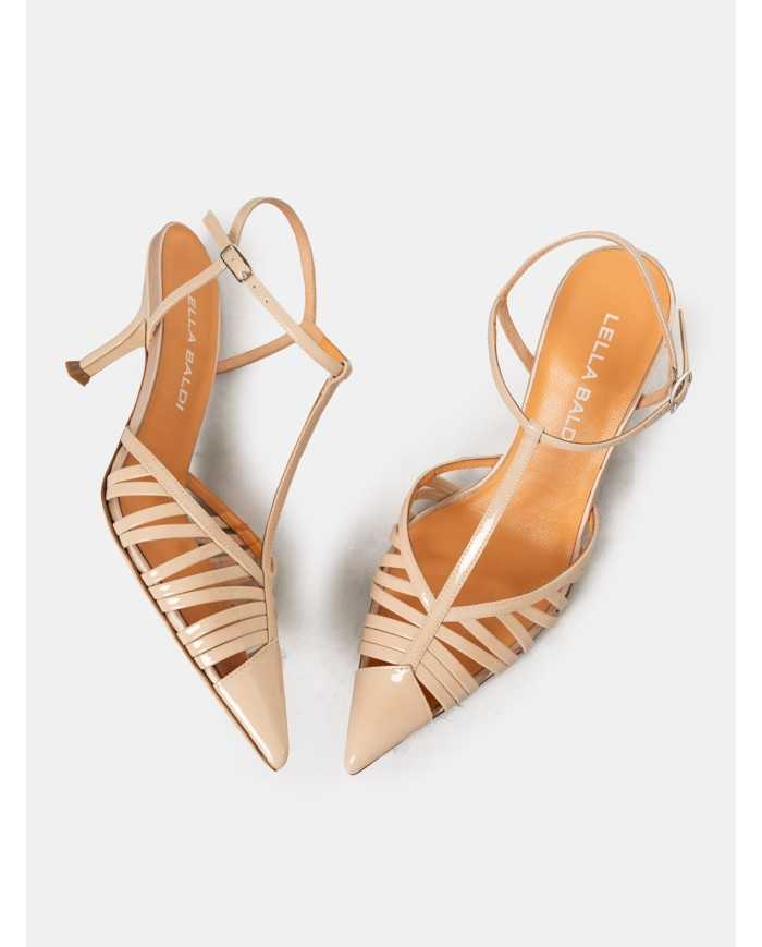 LELLA BALDI Sandalo slingback in vernice