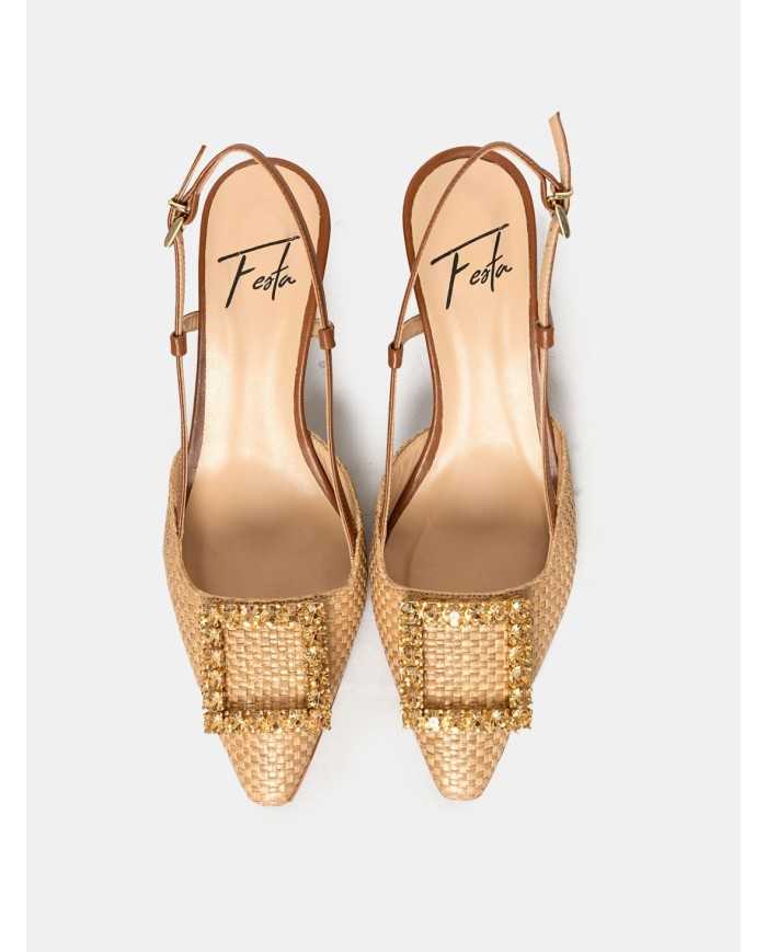 FESTA Sandalo slingback in raffia