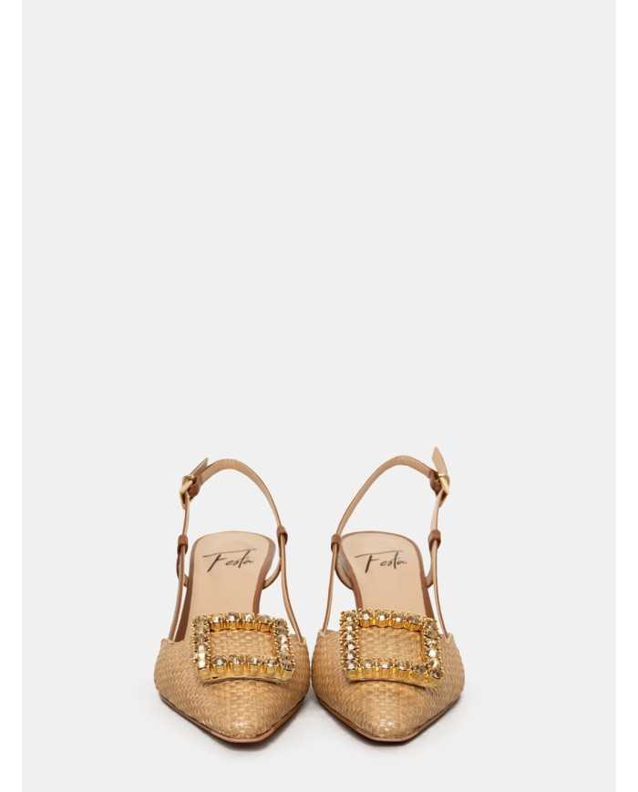FESTA Sandalo slingback in raffia