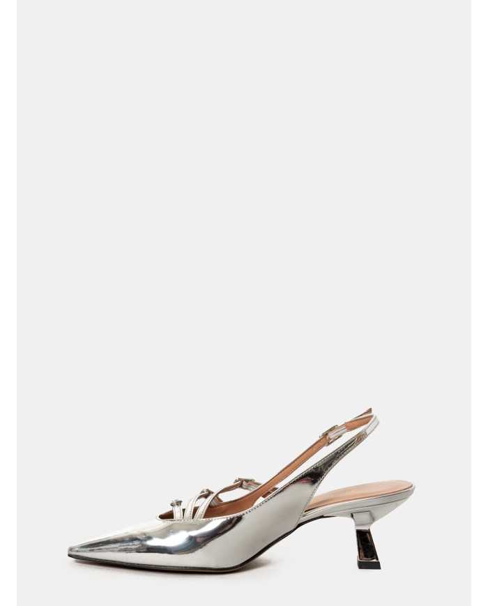 BIANCA DI' Sandalo slingback in pelle specchio
