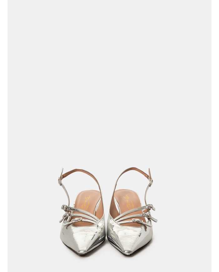 BIANCA DI' Sandalo slingback in pelle specchio