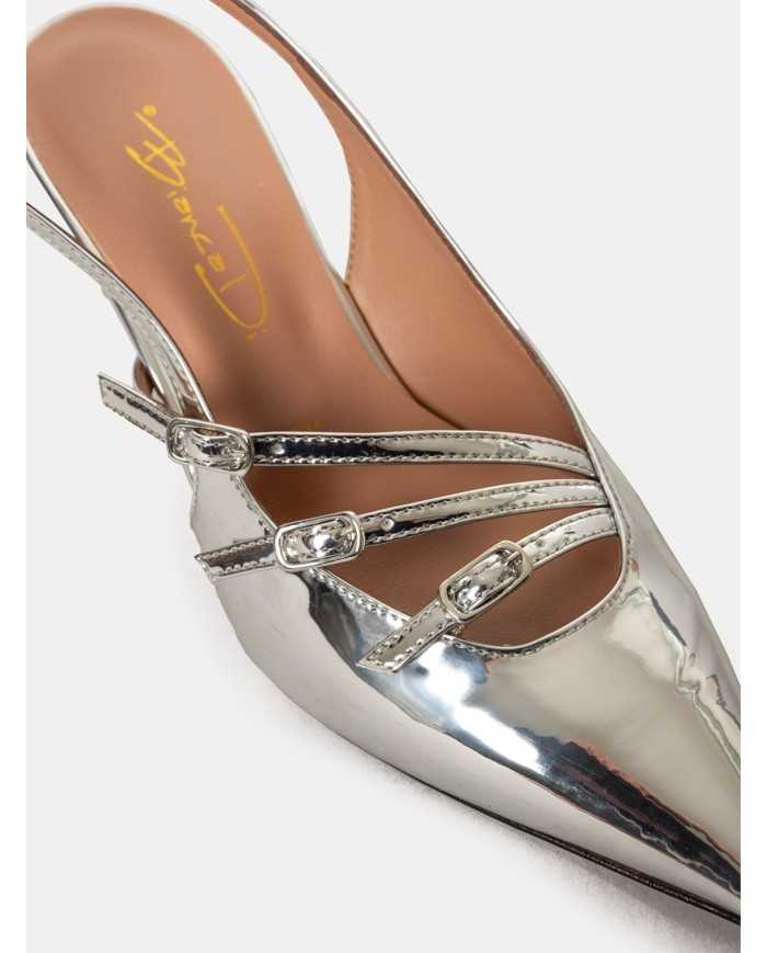 BIANCA DI' Sandalo slingback in pelle specchio