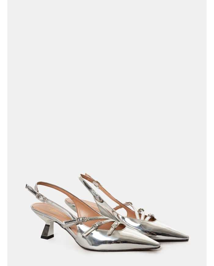 BIANCA DI' Sandalo slingback in pelle specchio