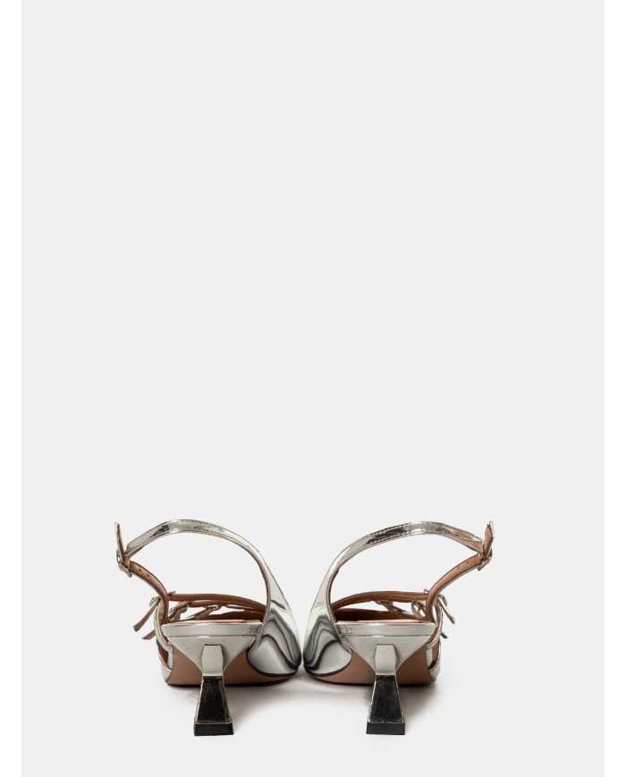 BIANCA DI' Sandalo slingback in pelle specchio