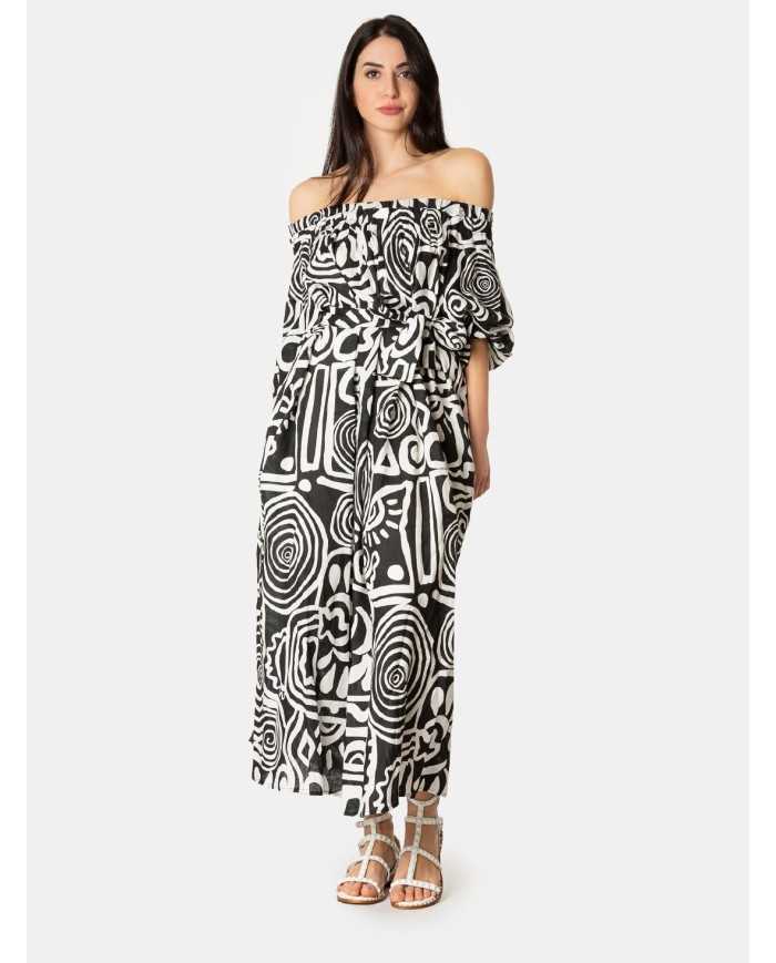 LIVIANA CONTI Abito a fantasia in lino