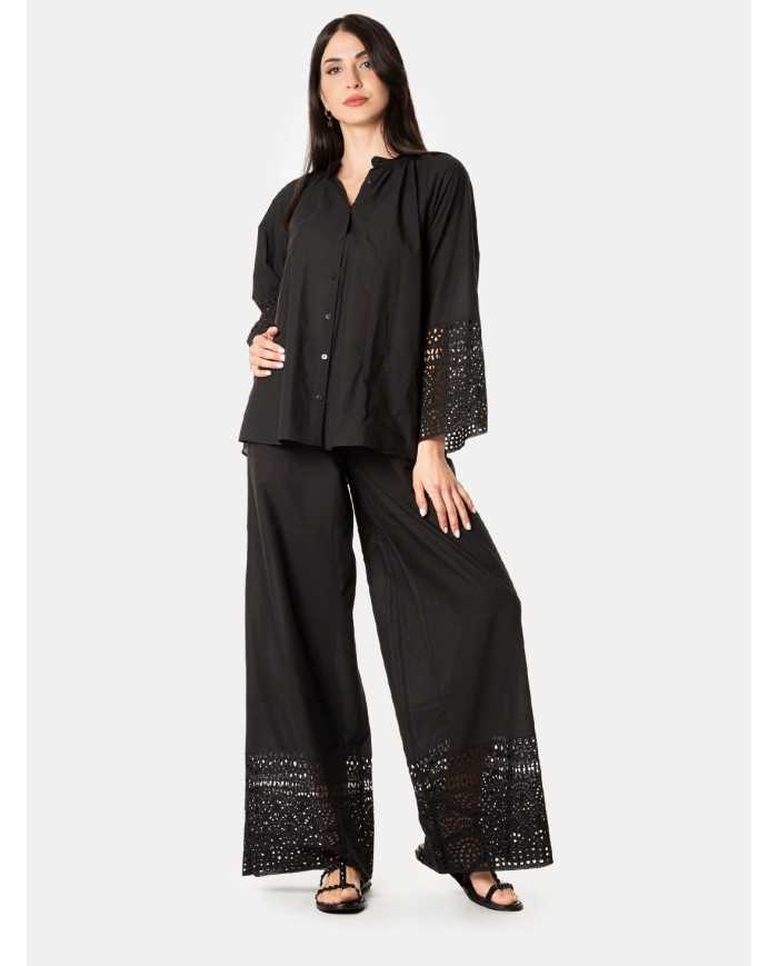 JIJIL Pantalone ampio con pizzo sul fondo