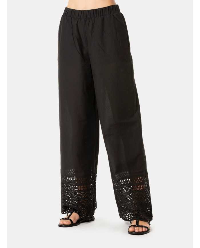 JIJIL Pantalone ampio con pizzo sul fondo