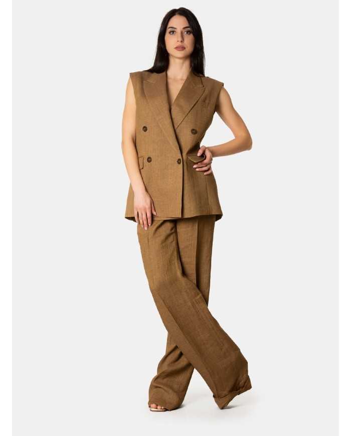 MAXMARA STUDIO Pantalone in lino délavé