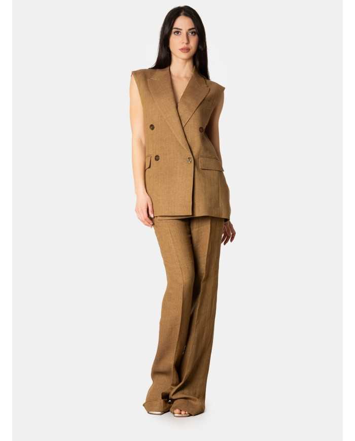 MAXMARA STUDIO Giacca smanicata a gilet in lino