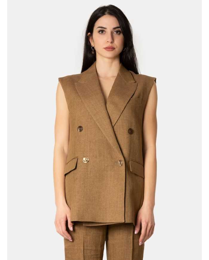 MAXMARA STUDIO Giacca smanicata a gilet in lino