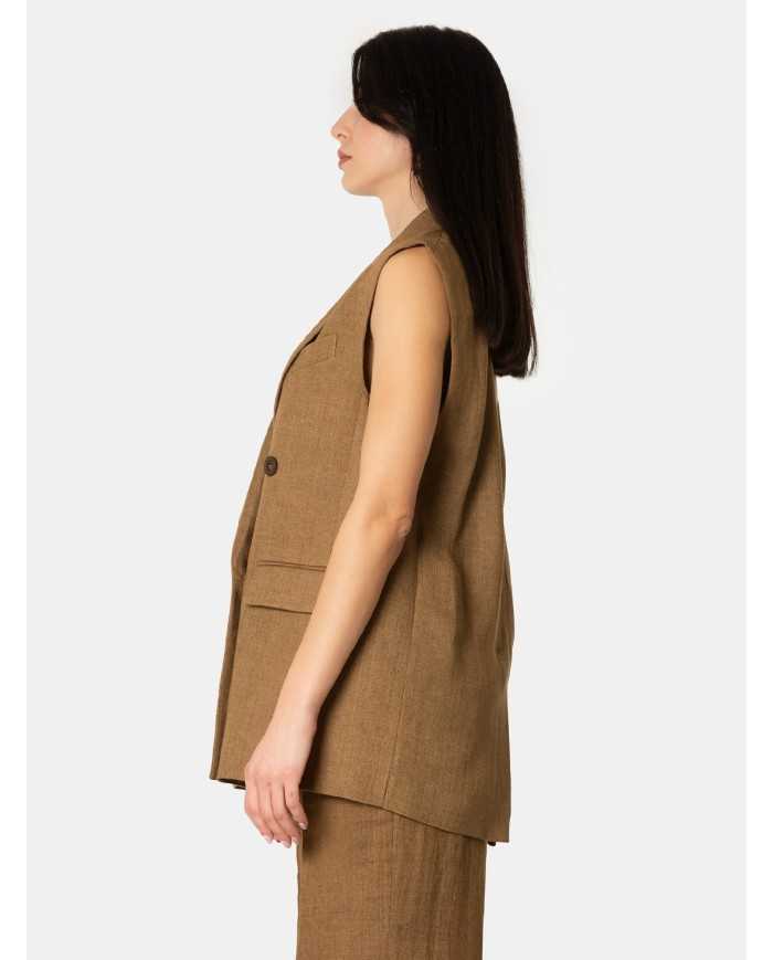 MAXMARA STUDIO Giacca smanicata a gilet in lino