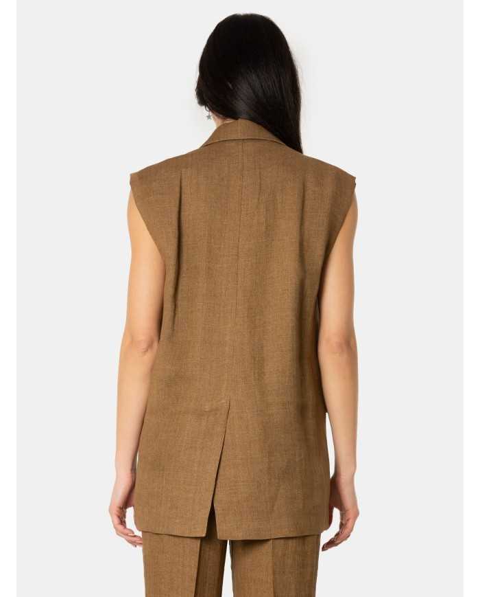 MAXMARA STUDIO Giacca smanicata a gilet in lino