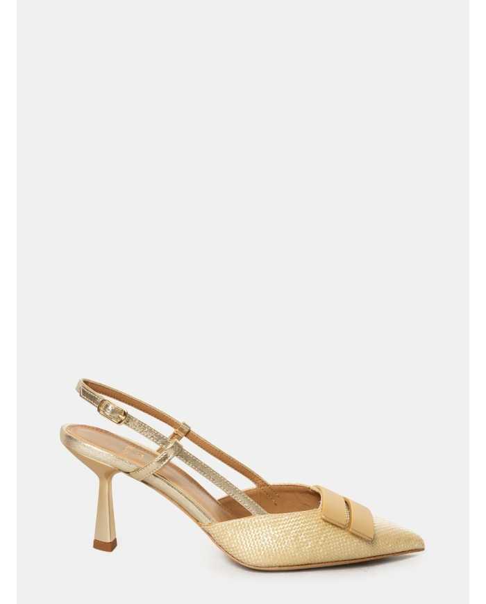 CHANTAL Sandalo slingback in rafia laminata