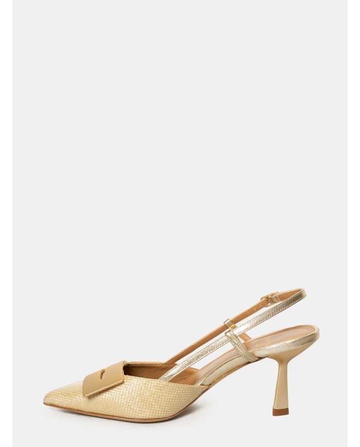 CHANTAL Sandalo slingback in rafia laminata