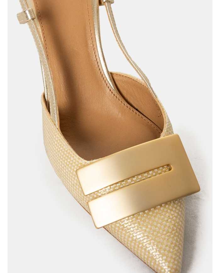 CHANTAL Sandalo slingback in rafia laminata