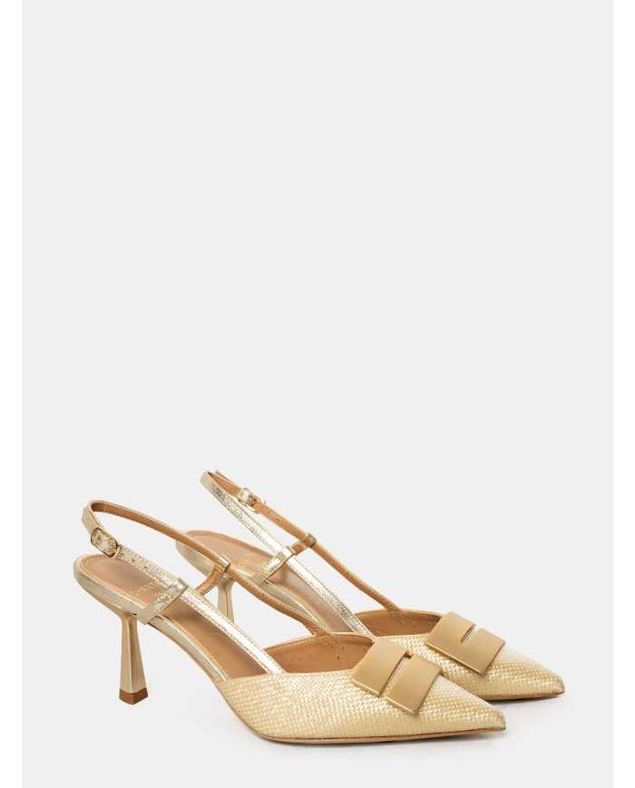 CHANTAL Sandalo slingback in rafia laminata