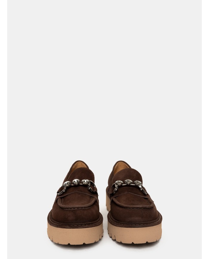 CHIARA LUCIANI Mocassino in camoscio con accessorio pietre